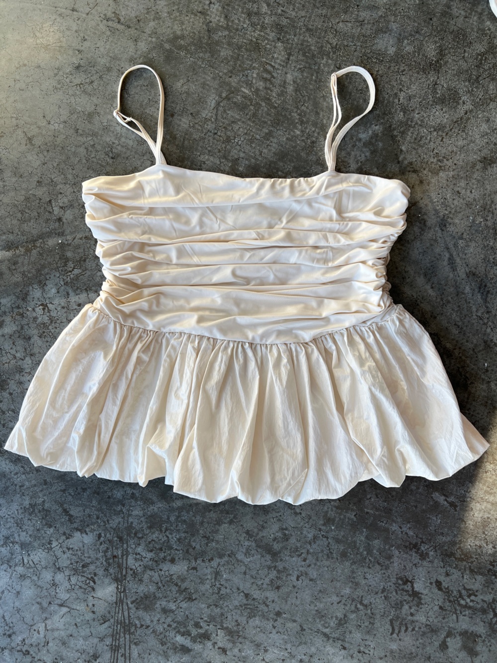 NWT Future Collective Cream Bubble Hem Tank Top Cami